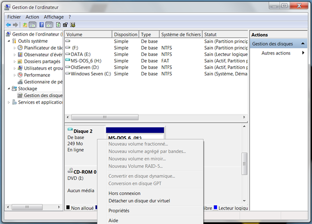Déconnecter un disque dur virtuel VHD avec Windows
